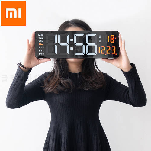 Xiaomi Large Electronic Wall Clock Remote Control Temp Date Power Off Memory Table Clock Wall-mounted Dual Alarms Digital LED