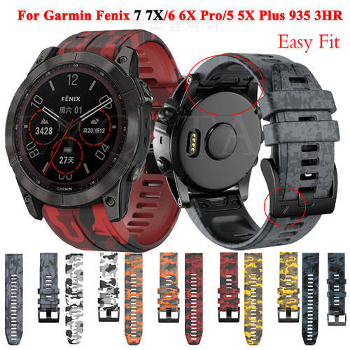 Printed Smart Watchband For Garmin Fenix 7 7X 6 6X Pro 5X 5 Plus 3 3HR Forerunner 935 945 Quick Release Strap Silicone Bracelet