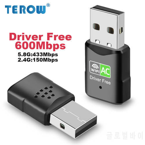 TEROW 600Mbps Wireless Network Card USB WiFi 5.0 Adapter RTL8811 Chipset Driver Free 2.4GHz & 5GHz for PC Desktop Laptop AC600