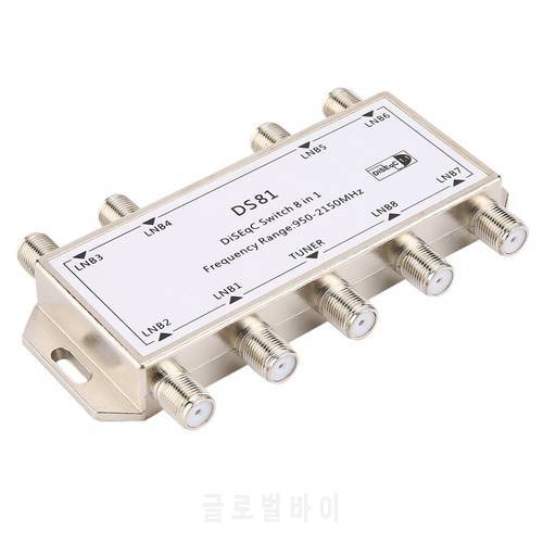 DS81 8 in 1 Satellite Signal DiSEqC Switch LNB Receiver Multiswitch Heavy Duty Zinc Die-cast Chrome Treated