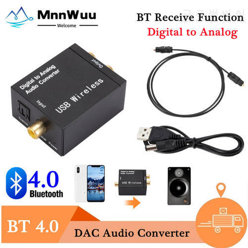BT 4.0 DAC Digital To Analog Audio Converter Optical Fiber Toslink Coaxial Signal To RCA Audio Decoder SPDIF ATV DAC Amplifier