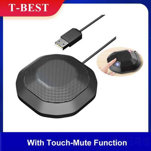 USB Conference Microphone 360° Omnidirectional Condenser Computer PC Mic Touch Mute Plug and Play Compatible with Windows MacOS