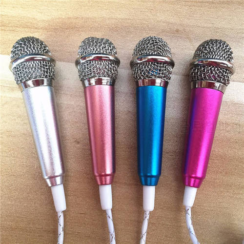 Portable Mobile Karaoke Microphone 3.5mm Stereo Mic KTV Mini Metal Microphone For Cellphone PC With Earphone Bracket Sponge