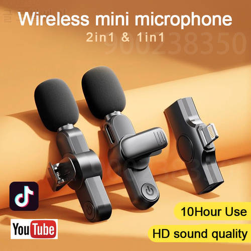 Wireless Lavalier Microphone Portable Audio Video Mini Mic for iPhone typc c iPad Youtube Gaming Live microfone sem fio Mic