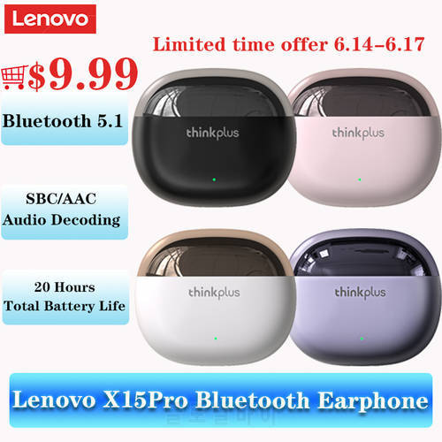 New Lenovo X15Pro Bluetooth 5.1 Earphone ANC Noise Reduction AAC/SBC Audio Decoding Touch Headphone with Microphone PK LP40