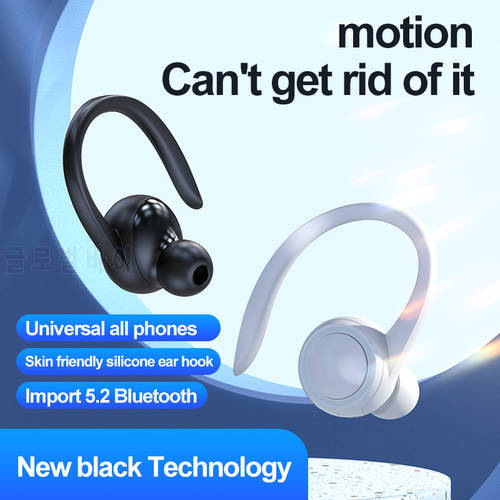 Bluetooth 5.2 Earphone Noise Cancelling Sports Wireless Business Headphones Headset Waterproof Hanging Single Ear Earbuds