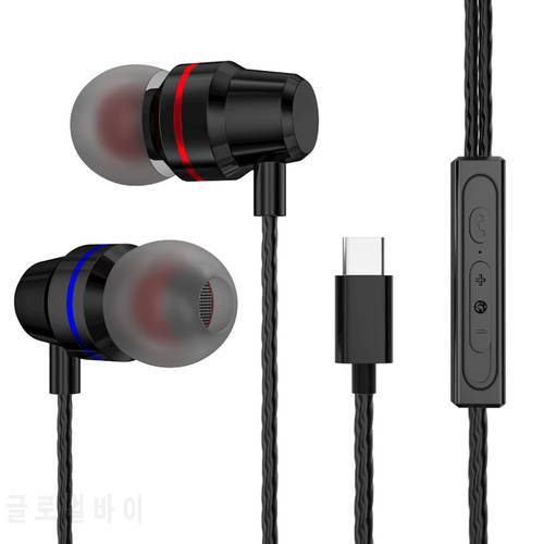 USB Type C Earphone For Samsung Mi Oneplus Type-C Ear Phones Wired Control Headphone Hifi Music Earbuds With Mic Gaming Headset