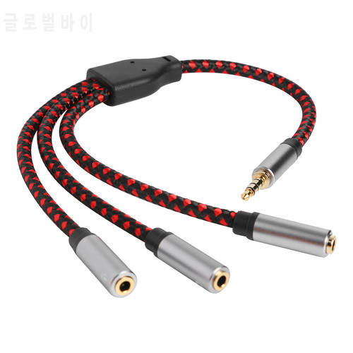 3.5mm Male Stereo Audio Splitter Cable for iPad 1 Male to 3 Female AUX Jack Headphone Microphone Adapter Cord for iPhone/Android