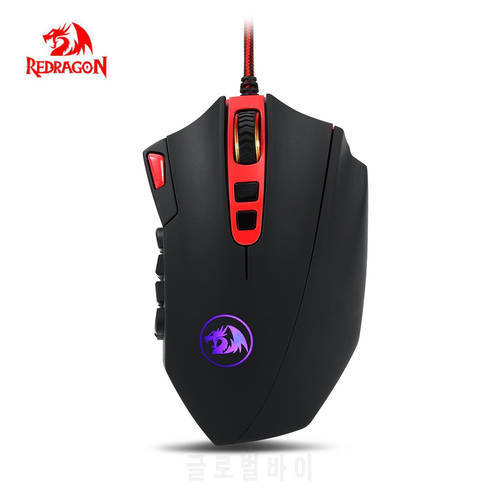 Redragon M901 USB Wired Gaming Mouse 12400DPI 19 buttons RGB Backlit Programmable Ergonomic Mice for laptop PC computer Gamer