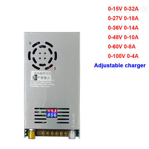 450W adjustable charger 0-15V 0 -32A 0-90V 0-5A 36v 72V 60V 58.8V 54.6V 67.2V 10A battery charger lifepo4 lithium ion li ion