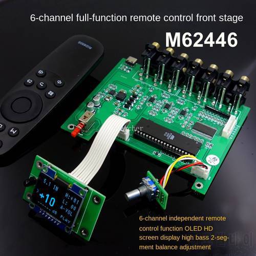 Nvarcher M62446 6 Channel Remote Control Volume Control Preamplifier OLED display 5.1 Audio Amplifier