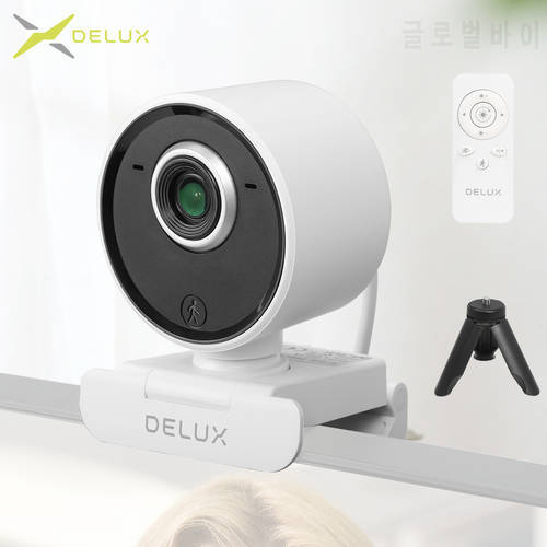 Delux DC07 Webcam AI Humanoid Smart Tracking USB Camera With Remote Control AutoFocus HD 1080P For PC Computer Laptop