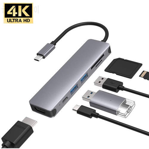 USB C Hub Multi USB 3.0 Hub USB Splitter Accessories 4K HDMI-Compatible Type-C Hub PD 3.0 TF SD Card Reader for MacBook Pro/Air