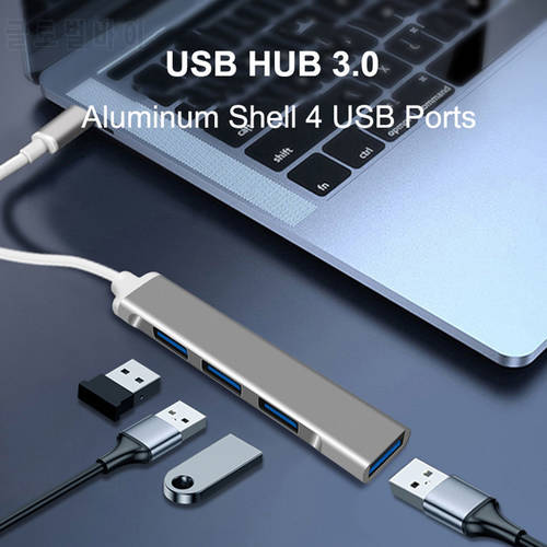 Compact USB HUB C HUB Adapter Aluminum Alloy 4 Ports Multi Splitter USB 3.0 USB 2.0 Adapter for Computer Laptop PC