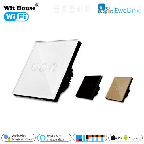 EU Standard ewelink 1/2/3 Gang 1 Way WiFi Wall Light Touch Switch for Google Home Amazon Alexa Voice Control