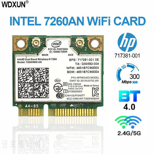 Dual Band Wireless-N 7260 7260AN 802.11abgn+BT4.0 combo WLAN adapter for hp ZBOOK 14 15 Series,sps 717381-001