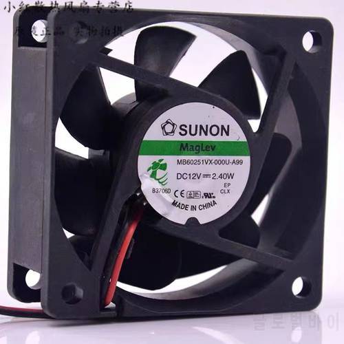 SUNON MB60251VX-000U-A99 6025 12V 2.40W 6CM 60x60x25mm cooling fan server inverter