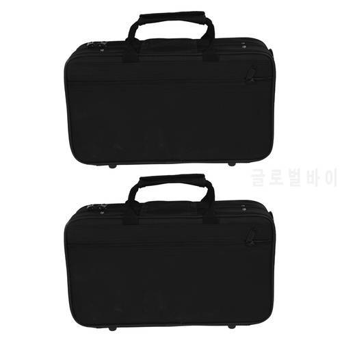 2X Black Foam Padded Thicken Oxford Cloth Sotrage Bag Clarinet Box Case With Handle Strap Clarinet Protection