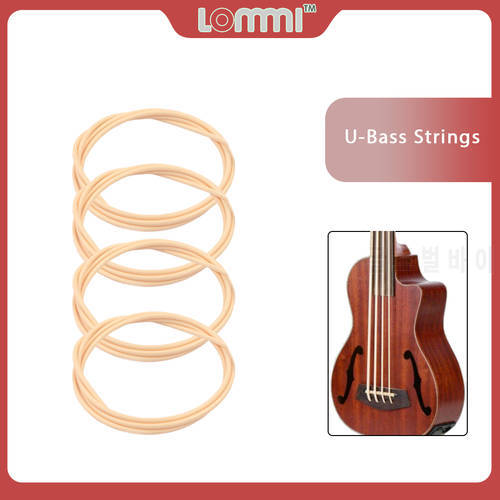 LOMMI 4PCS 4 String Guitar U Bass Ukulele Bass String Uke Bass Ubass Strings Rubber Mateial U-Bass String Ukulele Accessories