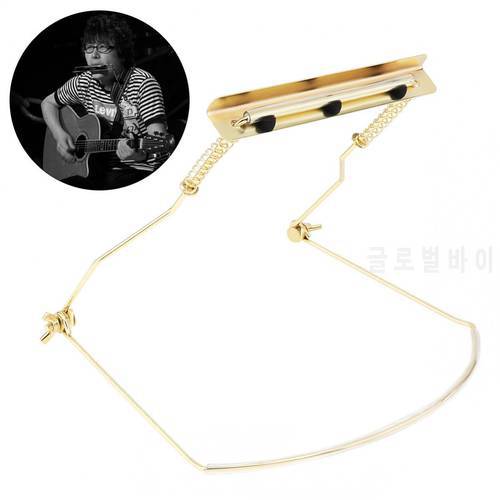 Metal Iron Harmonica Neck Holder Harp Rack Support Bracket Adjustable Mouth Organ Stand for 10 Holes Harmonicas Instruments