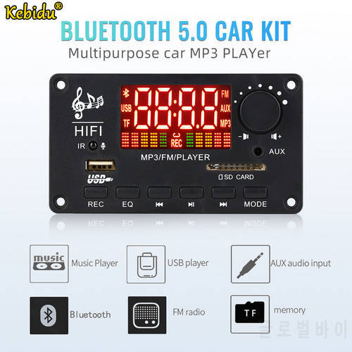 2*50W Amplifier Car Call Recording FM Module DC 7V-22V Bluetooth 5.0 MP3 Decoder Board Support Power-off Memory Folder Switching