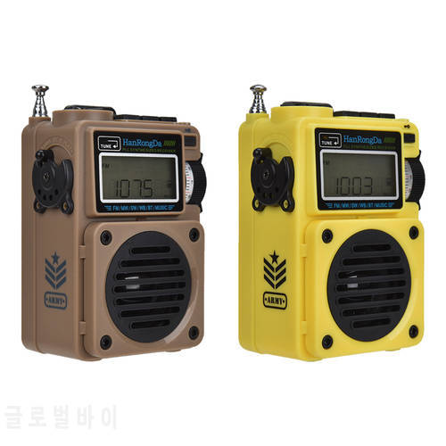 HRD-701 Portable FM/SW/MW/WB Full-Band Digital Radio Receiver Bluetooth 5.0 Speaker Subwoofer TF Card Music Playback Radio