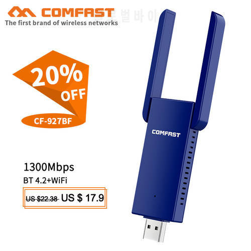 CF-927BF bluetooth + wifi 2 in 1 Network Card Wi fi Adapter 2.4G 5ghz 1300Mbps PC Laptop Computer Bluetooth Transmitter Dongle