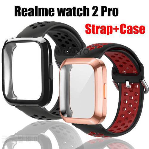 2in1 Pack for Realme watch 2 pro Strap Silicone Soft Band Bracelet for Realme watch 2 pro Case TPU Full Cover Bumper Frame