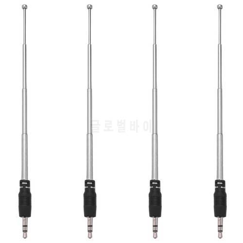 4X Radio Antenna 3.5mm 4 Sections Telescopic FM Antenna Radio for Mobile Cell Phone Mp3 Mp4 Audio Equipment