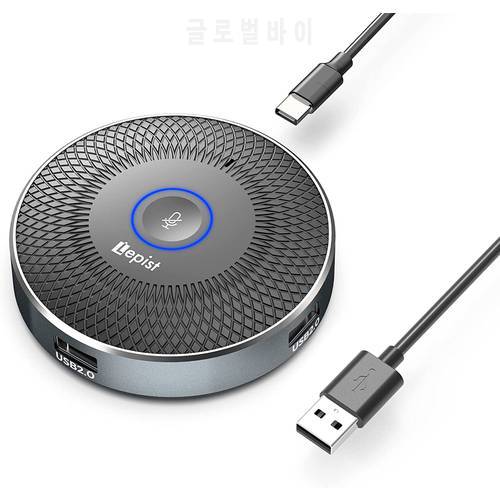 Conference Microphone, Portable 3-in-1 USB Computer Mic, 360° Omnidirectional Pickup for Desktop/Laptop/Tablet,Meeting,Skype Mic