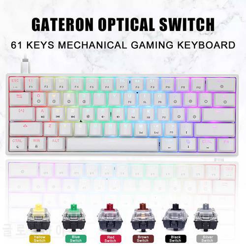 GK61 61 Keys Wired Mechanical Keyboard USB RGB Backlit Keyboard HotSwap Gaming Mechanical Keyboard Gateron Switch