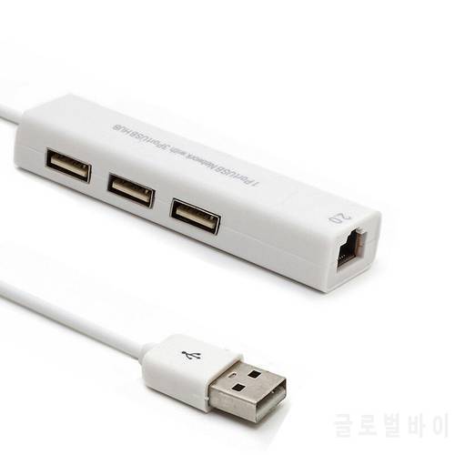 USB Ethernet Adapter USB to RJ45 Lan Network Card Hub 10/100 Mbps with cable 3-port USB 2.0 for notebook PC
