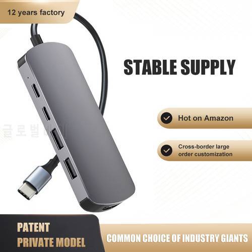 USB C HUB 5 In 1Type C Hub To Adapter HDMI 4k With RJ45 PD Fast Charge For MacBook Notebook Laptop PC Multi Splitter Adapter