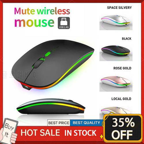 New Bluetooth 5.2 Wireless Mouse 2.4Ghz RGB Mouse Silent Portable Rechargeable Ergonomic Gaming Mouse With LED Backlit 1600DPI