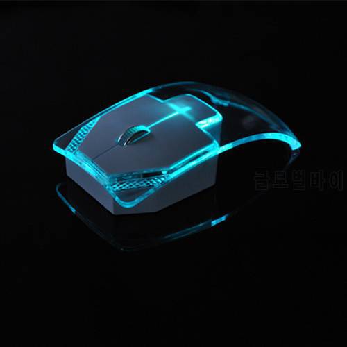 Transparent Colorful Glowing Mouse 2.4G Wireless Ergonomics Optical Mouse Computer Gaming Mouse Silent Mouse for Laptop Pc
