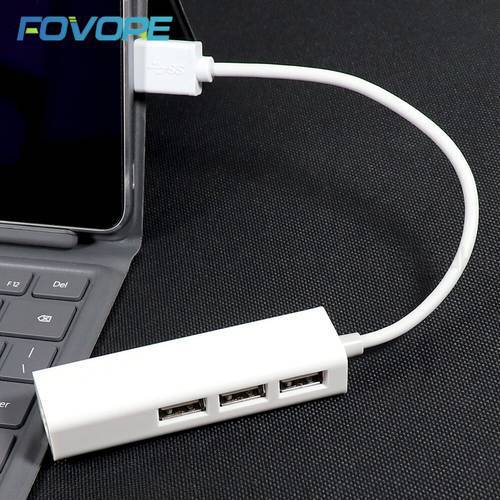 USB Ethernet with 3 Port USB HUB 2.0 RJ45 Lan Network Card USB to Ethernet Adapter for Mac iOS Android PC RTL8152 USB 2.0 HUB