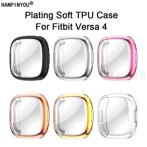 Full Cover Soft Silicone TPU Plating Watch Case For Fitbit Versa 4 Wrist SmartBand Protective Screen Film Protector Shell