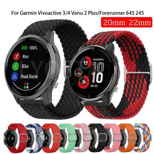 For Garmin 245 Strap Nylon Watch Band Sports Strap For Forerunner 245M/645/158/55/Vivoactive 3/Venu 2 Plus/Venu SQ Bracelet