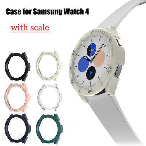 PC Glass Cover for Samsung Galaxy Watch 4 5 40mm 44mm Bumper Frame Shell With Scale Screen Protector for Samsung Watch 4 5 Case