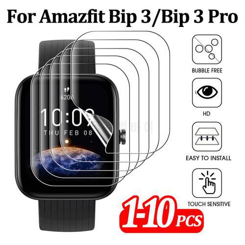 10pcs Hydrogel Film Screen Protector for Amazfit Bip 3 Bip 3 Pro Smart Watch Transparent Anti-Scratch Soft Screen Protector