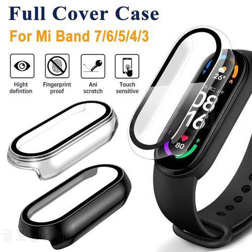 Screen Protector Case+3D Protective Film for Xiaomi Mi Band 7 6 5 4 3NFC PC Full Cover Shockproof Frame Case for Smart Watch Mi7