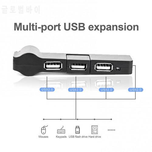 Rotatable 4 Ports Mini Usb Hub Splitter Data Cable Adapter Connector Creative Usb Hub Pipe Shape For Car Laptop Computer