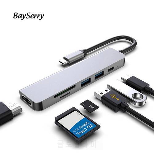 USB 3.1 Type-C Hub To 4K HDMI-Compatible Adapter 3 USB C Hub with Hub 3.0 TF SD Card Reader Slot PD for MacBook Pro/Air/Huawei