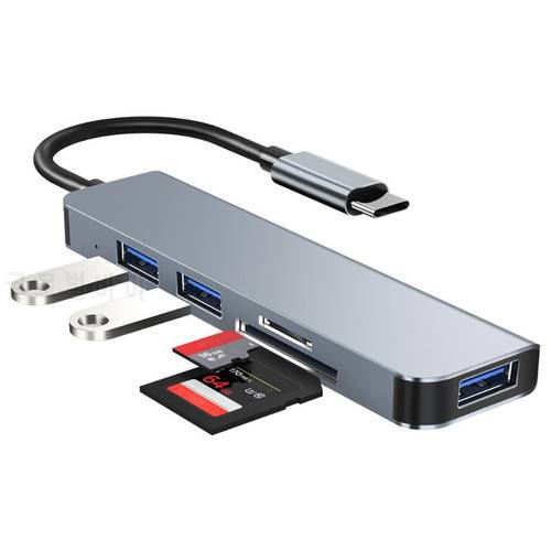 USB 3.0 Hub 5 in 1 USB Hub 5Gbps HighSpeed Data Transmission USB Splitter Card Reader for Laptop Mobile HDD and More