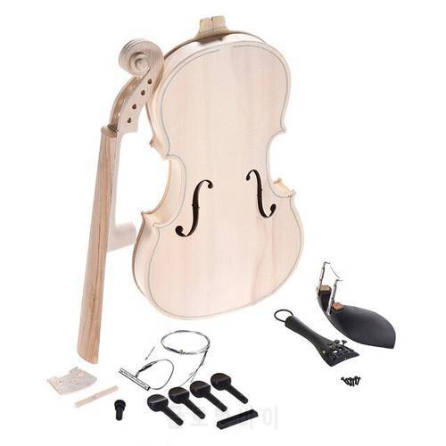 DIY Unfinished Blank Violin Kit Natural Solid Wood Acoustic Fiddle with EQ Spruce Top Maple Back Neck Ebony jujube accessories