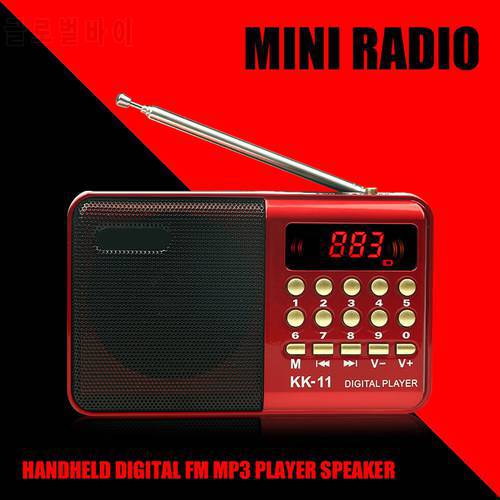 K11 Mini Portable Radio Recorder Handheld USB Rechargeable Digital FM MP3 Player Speaker Devices Supports TF Card
