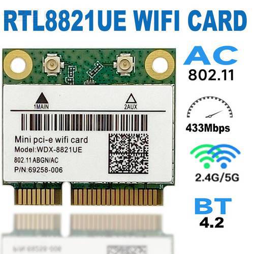 NEW RTL8821CE 433Mbps Wi-Fi+BT4.2 802.11AC Dual Band 2.4G/5GHz Mini PCIe WiFi CARD Wireless Network Card Support Laptop/PC Win10