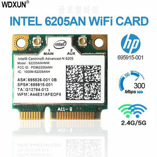 For Intel 6250AN 2.4G / 5GHz dual-band wireless adapter 6205 62205an 62205hmw 300Mbps Half Mini PCI-E WiFi card 802.11n window