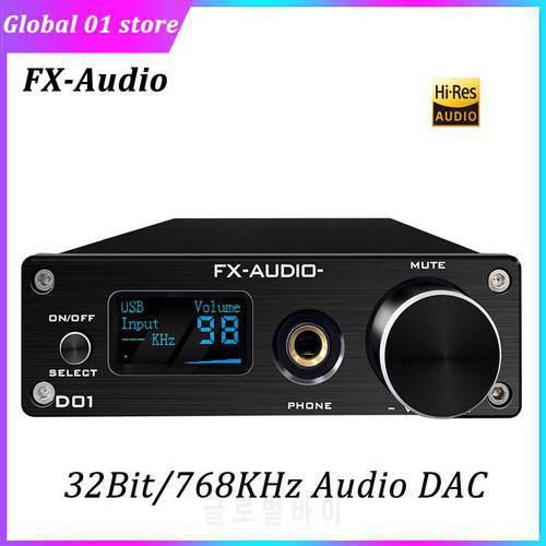 FX AUDIO D01 DSD512 Decoder Bluetooth 5.0 DAC Headphones Amplifier ES9038Q2M 32Bit 768KHz XMOS Digital Audio Decoding Amplifier
