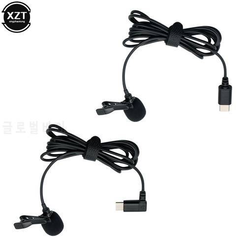 USB Type C Microphone Clip Tie Collar for Mobile Phone Speaking in Lecture 1.5m/3m Bracket Clip Vocal Audio Lapel Microphone